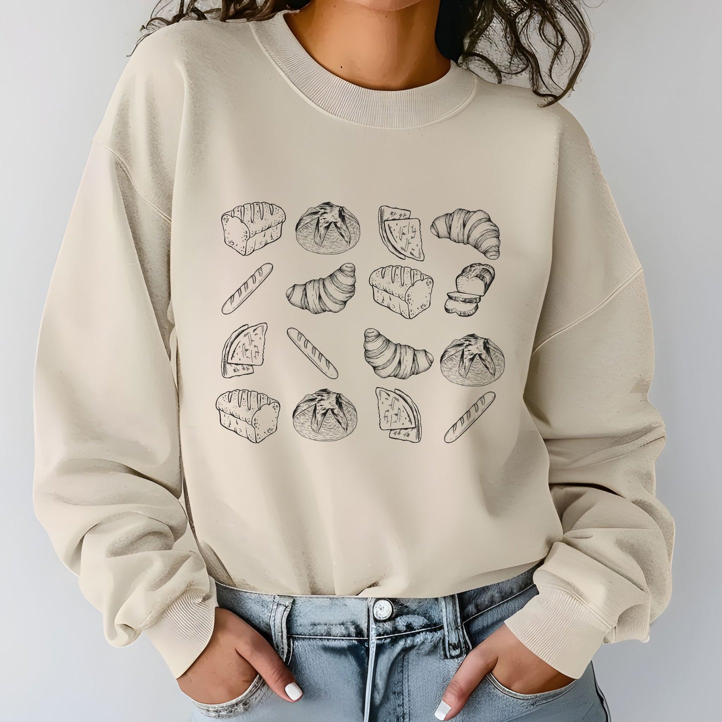 sand gildan 18000 sweatshirt, variety of bread image